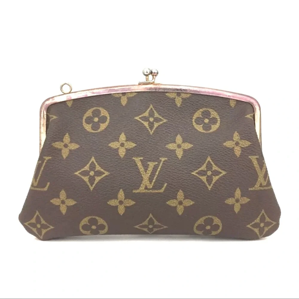 AUTH Louis Vuitton RARE Monogram French Twist Purse Kisslock Pouch - Picture 4 of 8